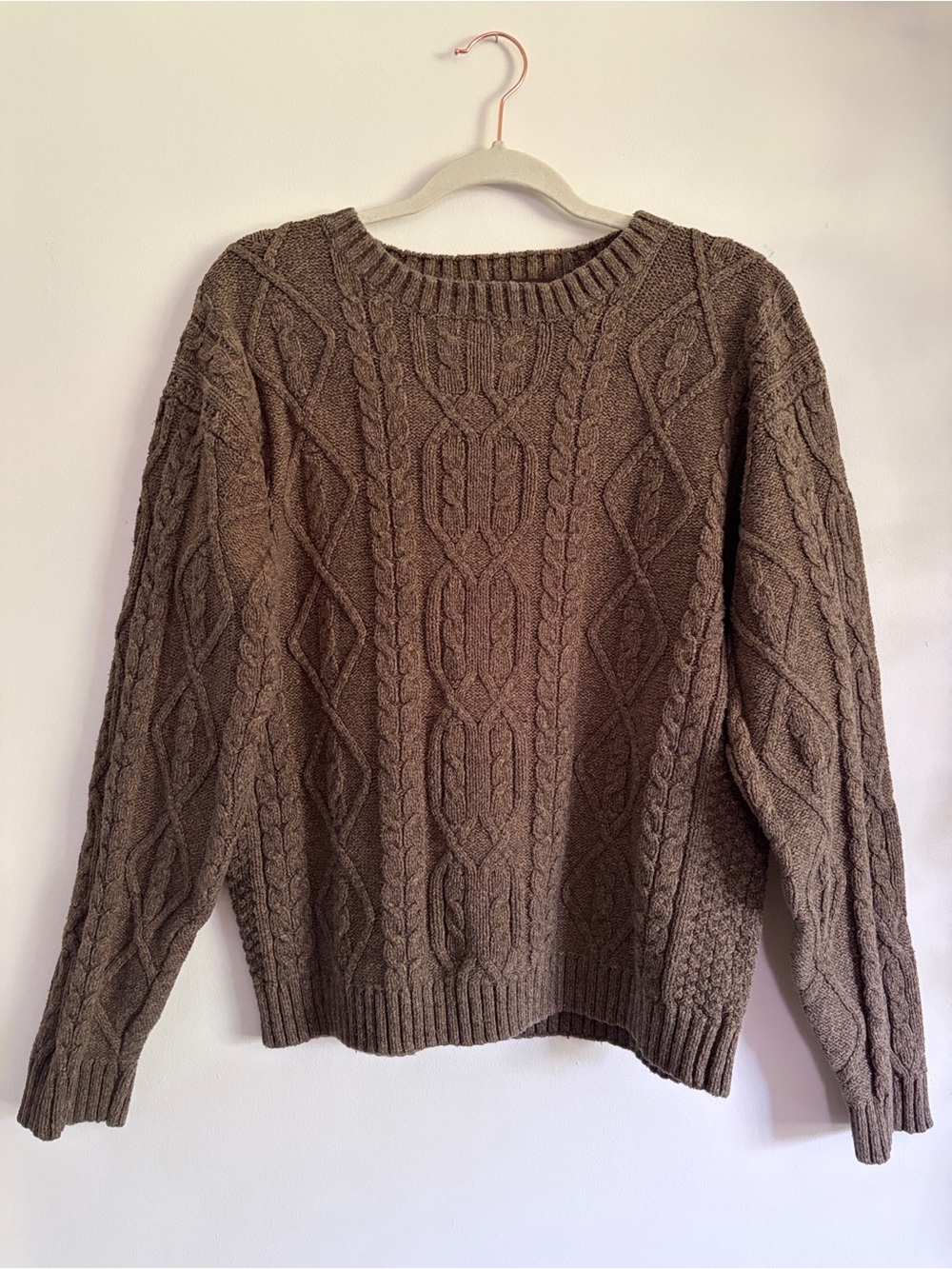liberty Brown Cable Knit Crewneck Sweater